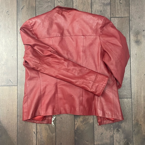 Vintage red leather jacket - Picture 3 of 3